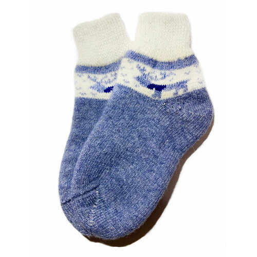 фото Женские носки средние, вязаные, размер 35/39, голубой, белый комоd