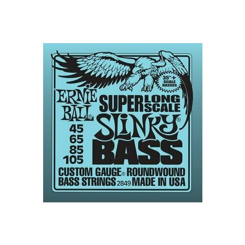 P02849 Super Long Scale Slinky Комплект струн для бас-гитары, 45-105, никель, Ernie Ball комплект струн для 5 струнной бас гитары high c double ball end 30 105 magma strings be171ndb