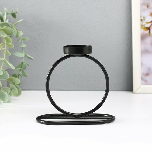 SUI Подсвечник металл на 1 свечу Кольцо d4 см чёрный 11х6х11 см 562₽