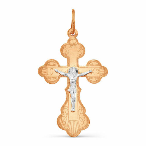 Крестик KARATOV, красное золото, 585 проба, золотистый, красный