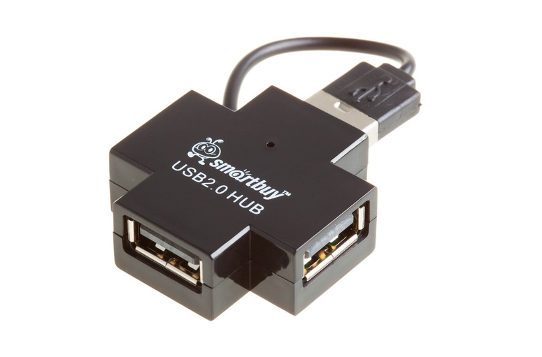 Картридер USB - Xaб SmartBuy SBHA-6900 4 порта (черный)