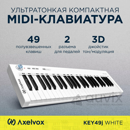 MIDI-клавиатура 49 клавиш, USB, с совместим с Windows XP / Vista и Mac OS X (AX-1973W ) KEY49j White