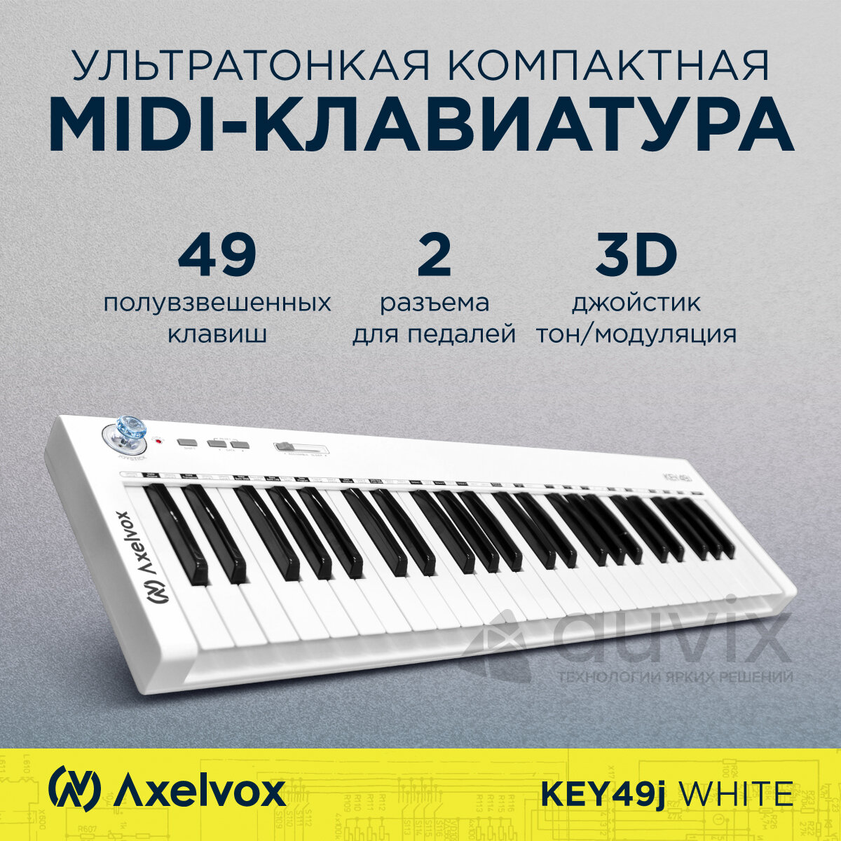 MIDI-клавиатура 49 клавиш USB с совместим с Windows XP / Vista и Mac OS X (AX-1973W ) KEY49j White