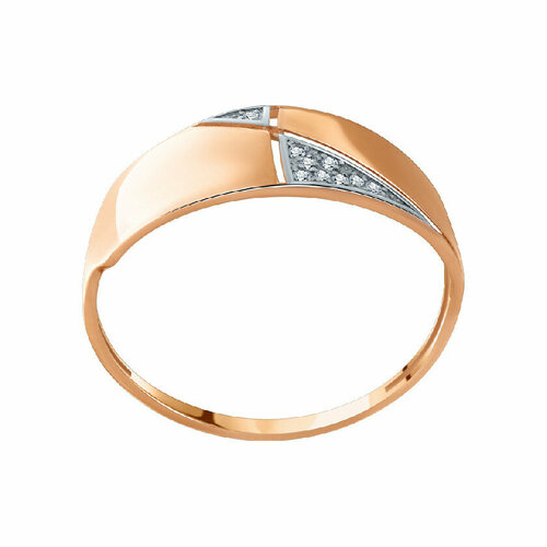 Кольцо АЛЕКСИ, красное золото, 585 проба, фианит, размер 21, золотой, красный