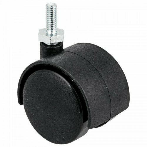 Колесо мебельное викарт 50 мм с болтом М10, черный пластик