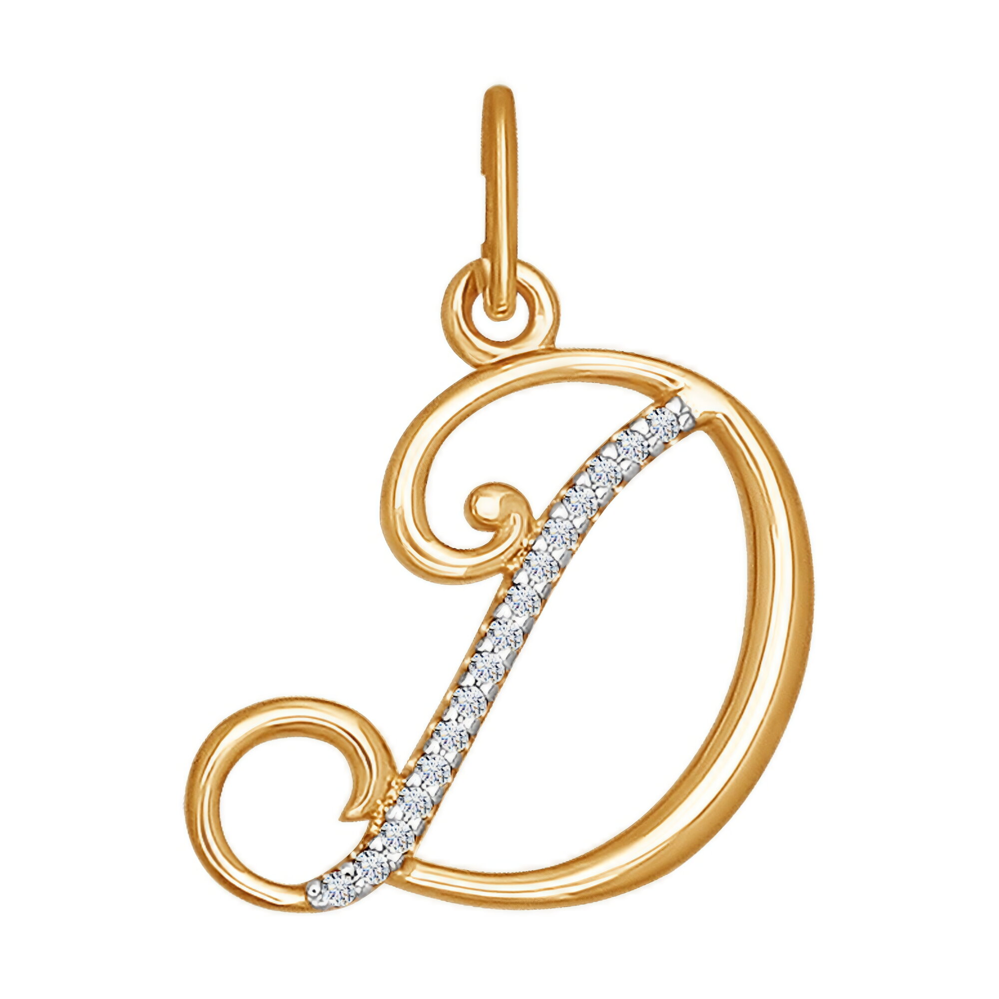 Подвеска Diamant online, красное золото, 585 проба, фианит