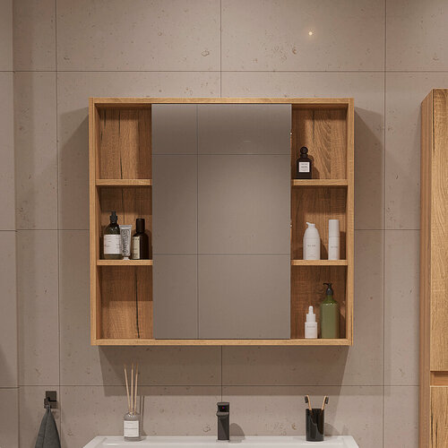 Изображение товара Зеркальный шкаф подвесной SanStar Lavanti 100 для ванной комнаты Дуб вотан