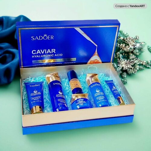 Изображение товара Подарочный антивозрастной набор SADOER с гиалуроновой кислотой и экстрактом красной икры