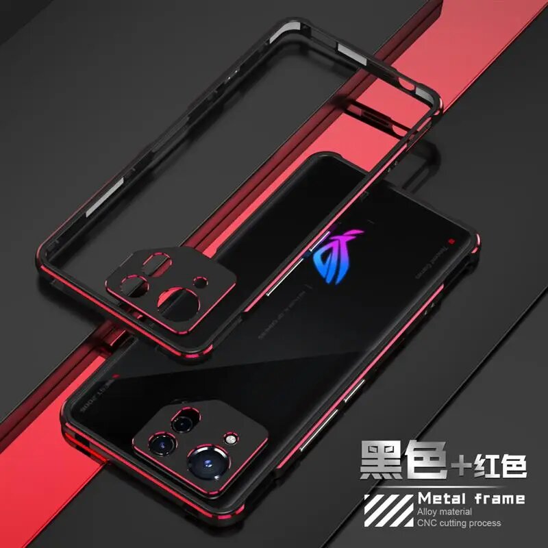 Чехол для телефона Asus Rog 9, оригинальный противоударный чехол-бампер из алюминиевого сплава, чехол Rog Phone 8, металлический защитный чехол для объектива камеры, black and red, For Rog Phone 9