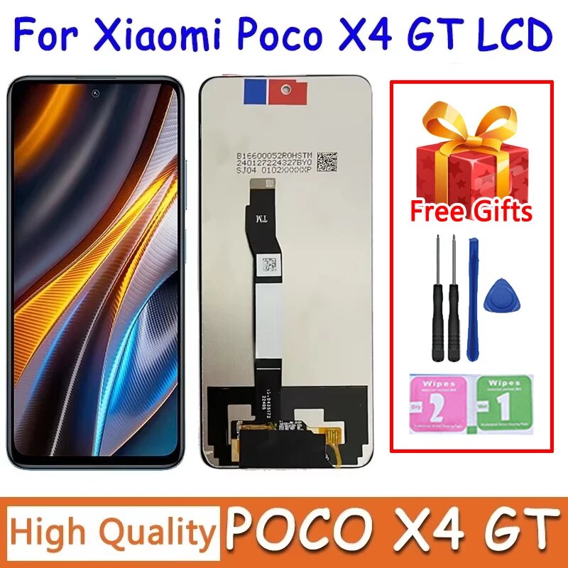 6,6 " для Xiaomi POCO X4 GT 22041216 Дигитайзер сенсорного экрана G ЖК-дисплея для Poco X4GT ЖК-дисплей с рамкой, Black no frame — фото 1
