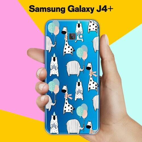 Силиконовый чехол на Samsung Galaxy J4+ Слон и жираф / для Самсунг Галакси Джей 4 Плюс 2018 силиконовый чехол на samsung galaxy j4 perfect для самсунг галакси джей 4 плюс 2018