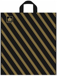 Пакет ТИКО-Пластик полиэтиленовый с петлевой ручкой Золотая полоса 44х40 см черный/золотой 50 шт.