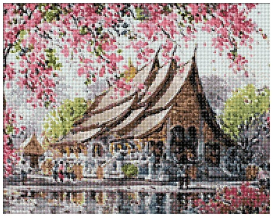 Алмазная мозаика Гранни «Пагода» (полная выкладка, 38х48 см, квадратные стразы)