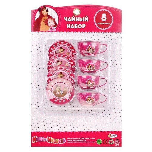 Набор посуды Играем вместе для чаепития Маша и медведь H1688-R1 розовый 640₽