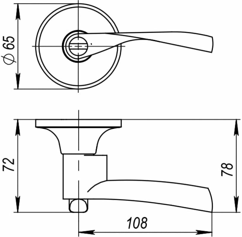 Ручка защелка Ajax DK610 CP-BK (6010 CP-B ) (фик.) хром