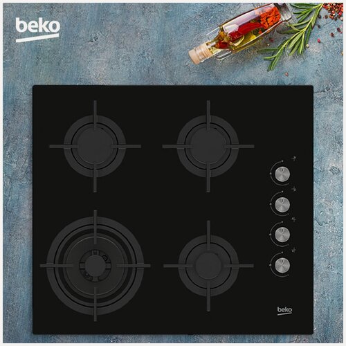 Изображение товара Газовая варочная панель Beko HILW64122S 58 см, 4 конфорки электроподжиг, черный