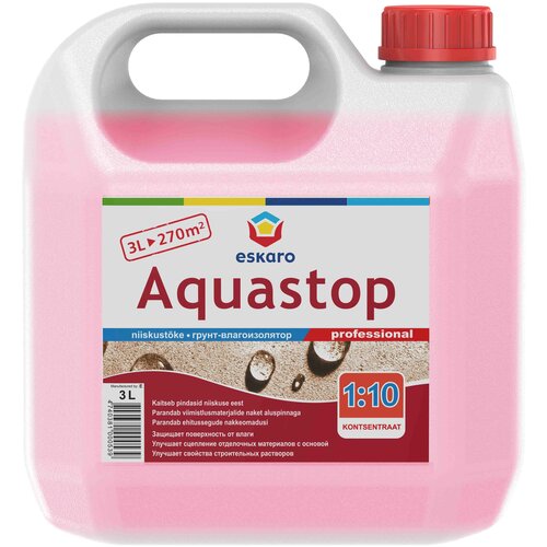 Грунт влагоизолятор (грунтовка) Eskaro Aquastop Professional 3 л концентрат 1:10 грунт концентрат 1 5 акриловый влагоизолятор eskaro aquastop 3л