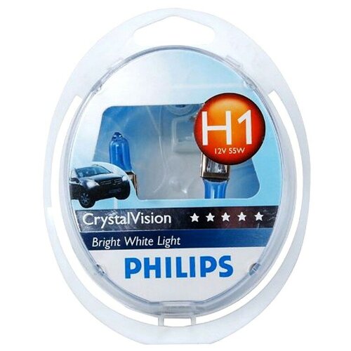 Лампы PHILIPS Crystal Vision H1 12V + 2 шт. W5W (Комплект -2 шт.) PHILIPS-12258CVSM