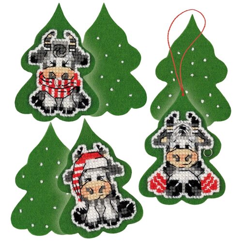 фото Набор для вышивания крестом riolis "сотвори сама, три теленка", магниты, 7*10 см (1885ас) риолис