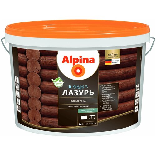 ALPINA Аква Лазурь для дерева, кедр 10л 948103590