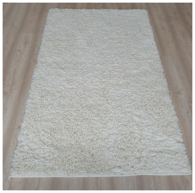 Ковер с высоким ворсом Carpet World "Shaggy",полипропилен, микрофибра, белый 1.20x2.50м - фотография № 4