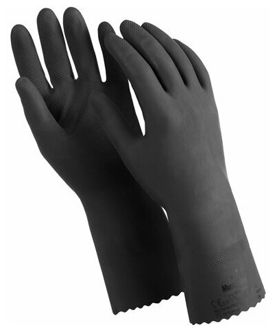 Перчатки латексные MANIPULA КЩС-1, двухслойные, размер 8, M, черные, L-U-03/CG-942, шк 8929