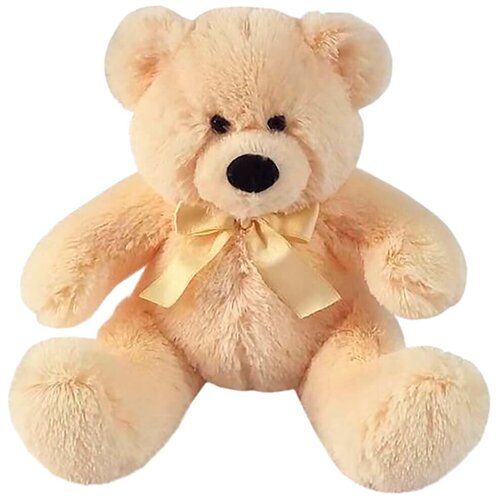 Игрушка мягкая медведь с бантом сидит 30*26*25см кремовый вн4599