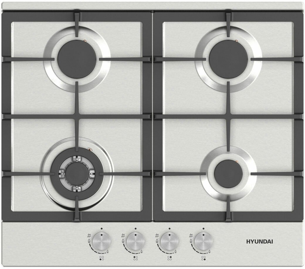 Встраиваемая газовая варочная панель Hyundai HHG 6435 IX нержавеющая сталь