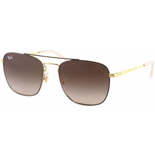 Солнцезащитные очки Ray-Ban, квадратные, оправа: металл, с защитой от УФ, градиентные, коричневый
