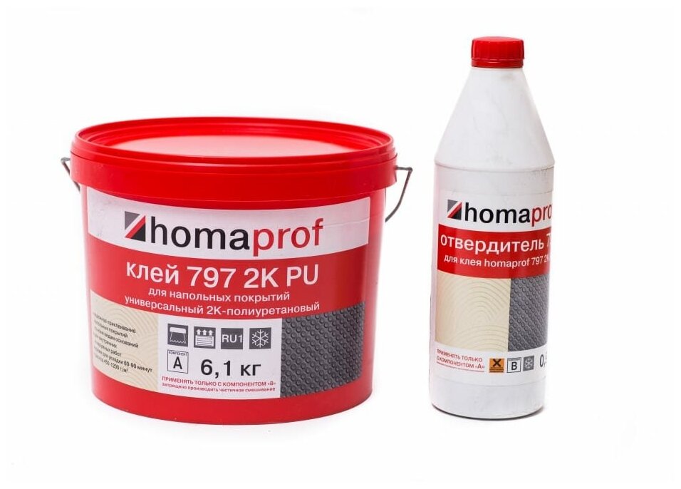 Клей Homakoll PU 2К 6.09+0.91 кг 450-1200 г/м2 7 кг