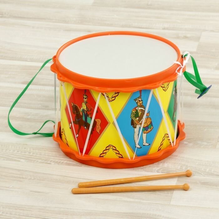 Барабан Тульская игрушка "Гусарский" с оранжевой окантовкой арт. С2-2