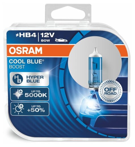 Лампа автомобильная галогенная OSRAM Cool Blue Boost 69006CBB HB4 12V 80W P20d