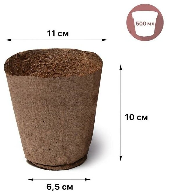 Горшочек для рассады, 110 х 100 мм, торфяной, 20 шт, 64361 - фотография № 7