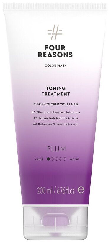 Four Reasons Тонирующая маска для поддержания цвета окрашенных волос Toning Treatment Plum, 350 г, 200 мл