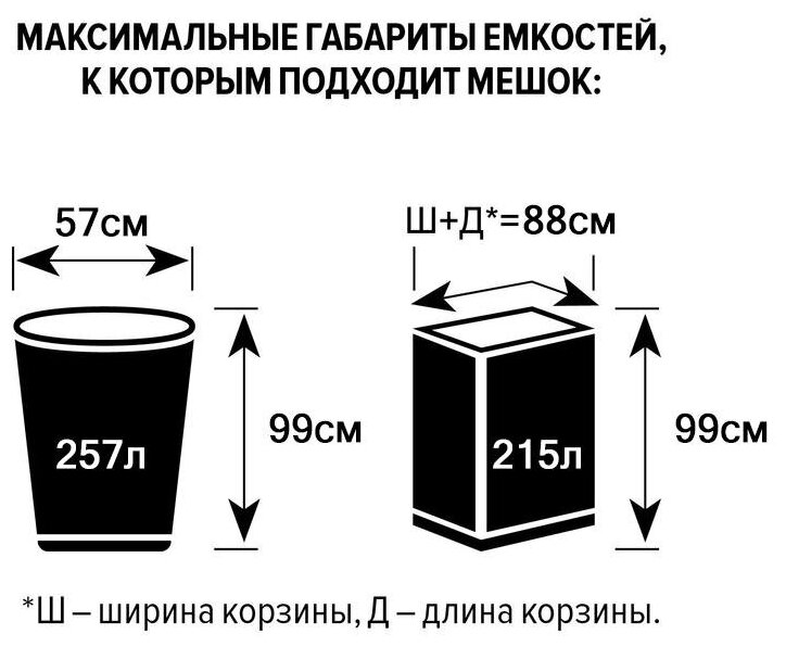 Мешки для мусора ПВД 240л 80мкм 10шт/уп черные 90х140см - фотография № 6