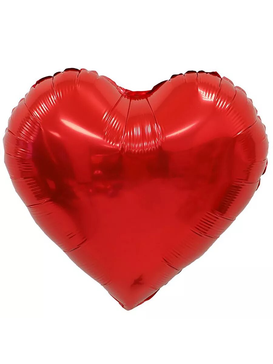 Сердце Красное / Red, фольгированный шар, 60 см, 10 шт.