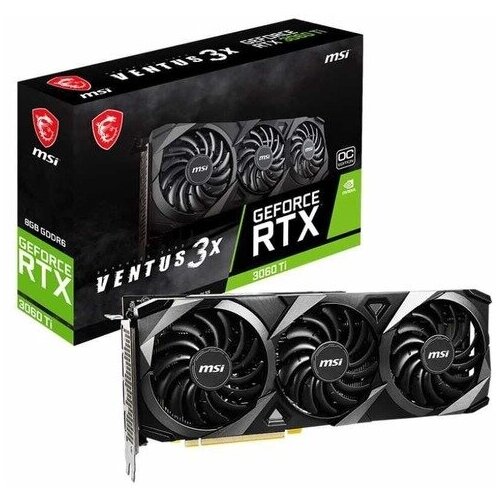 Видеокарта MSI PCI-E 4.0 RTX 3060 Ti VENTUS 3X 8G OC LHR NVIDIA GeForce 256 GDDR6 1695/14000/HDMIx1/DPx3/HDCP Ret