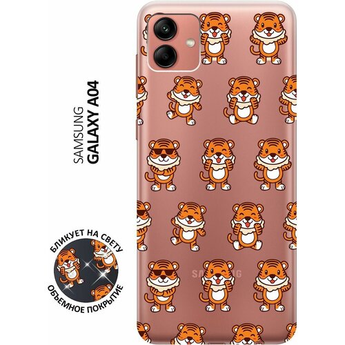 Силиконовый чехол с принтом Tigers Pattern для Samsung Galaxy A04 / Самсунг А04 силиконовый чехол на samsung galaxy a04 самсунг а04 с 3d принтом stormtrooper stickers прозрачный