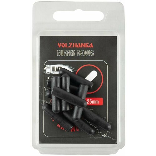 Волжанка Удлиненный отбойник Volzhanka Buffer Beads 25mm цвет Black (10шт/уп), Волжанка аксессуар для карповой ловли Карп Хаммер волжанка eva для зиг риг volzhanka eva stick for zig aligner 6mmх70mm цвет black 6шт уп волжанка аксессуар для карповой ловли карп хаммер