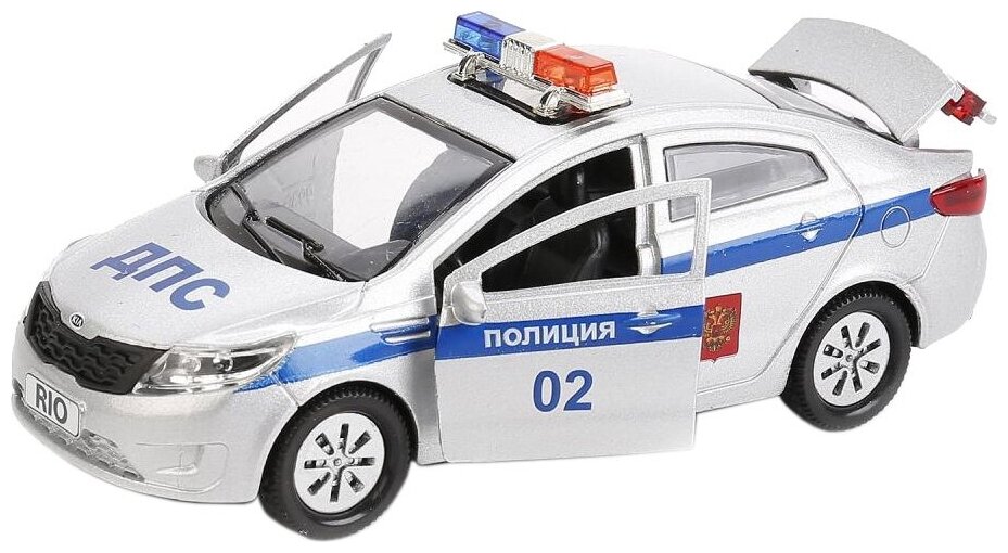 Легковой автомобиль ТЕХНОПАРК Kia Rio Полиция (RIO-POLICE) 1:32, 12 см, белый