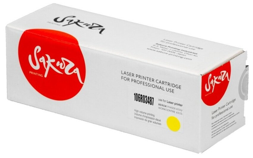 Картридж 106R03487 для XEROX, лазерный, цвет желтый, 2400 страниц, Sakura