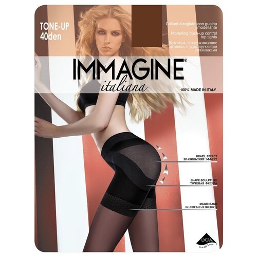 фото Колготки immagine tone up, 40 den, с ластовицей, утягивающие, размер 4, коричневый