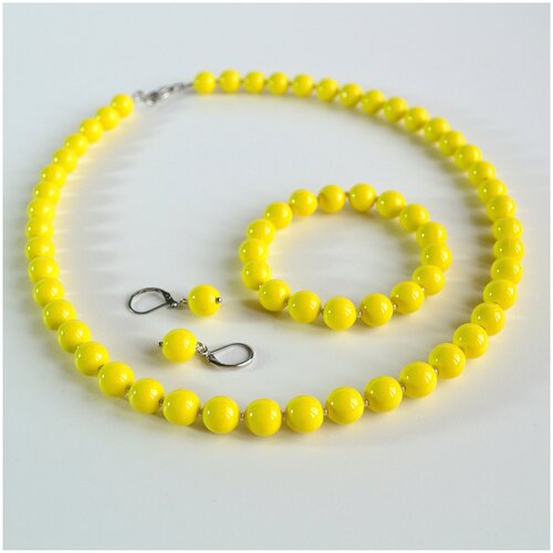 Комплект бижутерии Tularmodel: браслет, колье, серьги, размер браслета 17 см., размер колье/цепочки 56 см., желтый