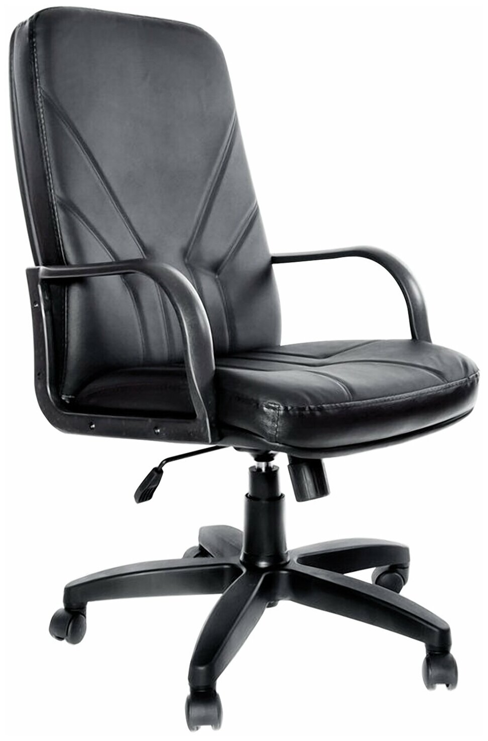 Кресло из натуральной кожи "Менеджер", монолитный каркас, черное - 1 шт.