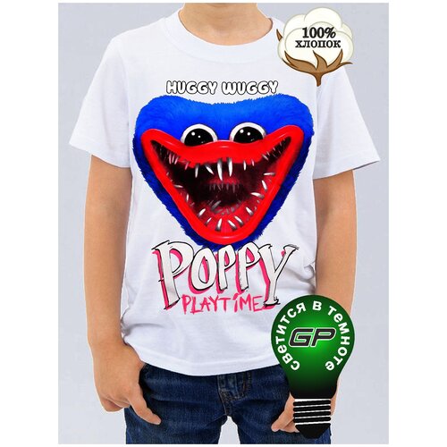 фото Glowpoint футболка аниме хаги ваги huggy wuggy поппи poppy playtime 2 для мальчиков и девочек унисекс оверсайз,44 glow point