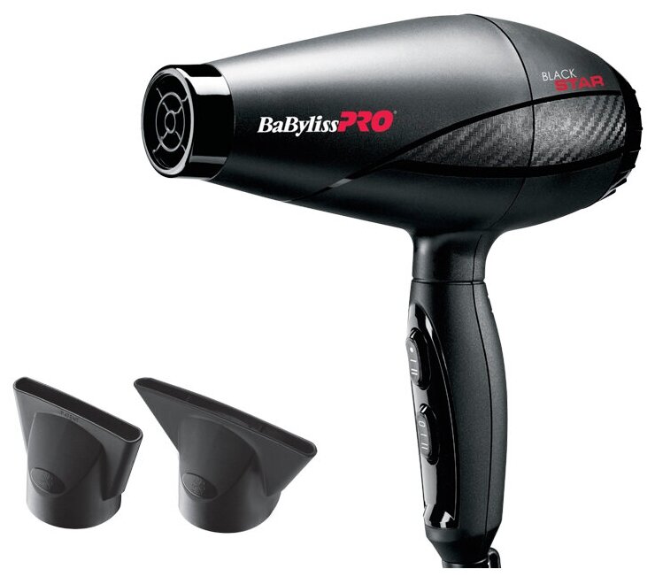 BABYLISS, Фен BLACK STAR 2000Вт, 2 насадки - фотография № 1