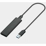 Двухпротокольный внешний бокс M.2 NVME PCI-E, M2 SATA NGFF - USB 3.1 TYPE-C GEN2 RIBBED Black metal - изображение