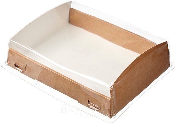 Упаковка для пирожных с прозрачной крышкой Крафт OpBox ECO 18,5х14х5,5 см.