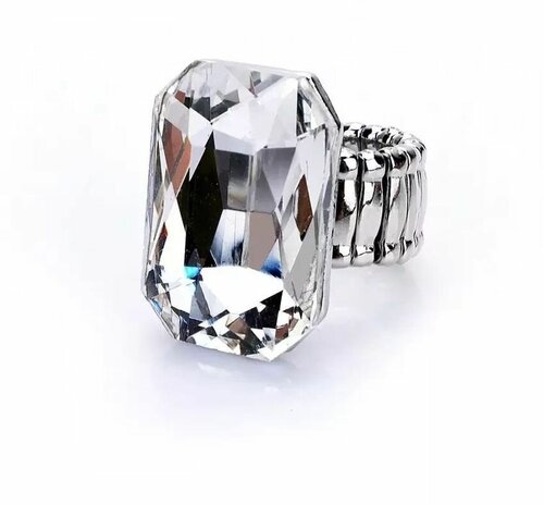 Кольцо VERBA, бижутерный сплав, кристалл, размер 16, серебряный, бесцветный