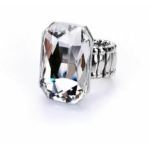 Кольцо ( Verba ), бижутерный сплав, кристалл, размер 16, бесцветный, серебряный